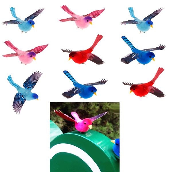 

10x artificial realistic clip on foam feather garden birds decoration crafts