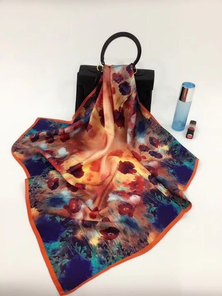 

gorgeous square 100% real mulberry silk scarf silk satin neckerchiefs factory sale mixed 50 pcs/lot #4102, Blue;gray