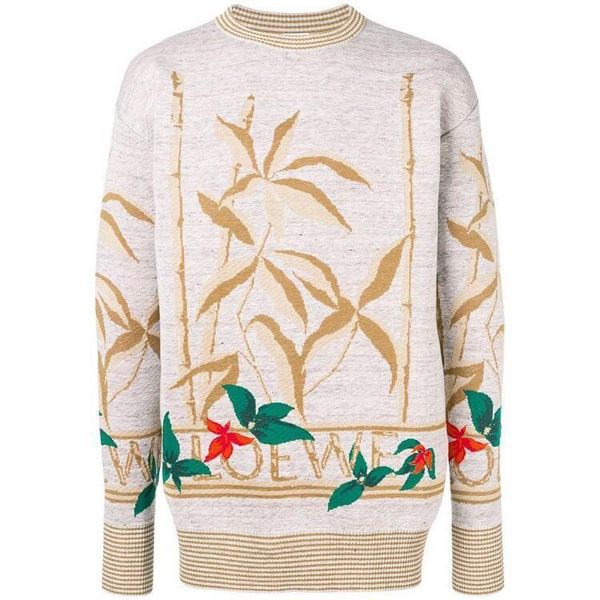 

19fw luxurious brand design loewe hoodie long sleeve crewneck sweater sweatshirt fashion flower pullover hoodie outdoor sweatshirt, Gray;blue