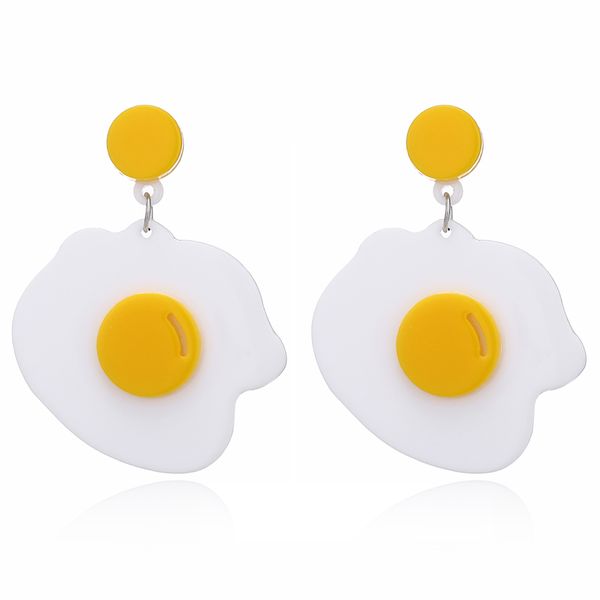 

mgaidila,acrylic fried egg shaped earrings, funny girl earrings, Silver