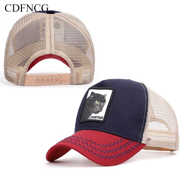 

cdf 2019 summer animal snapback breathable baseball cap embroidery black panther sun dad hat for men women cotton streetwear, Blue;gray
