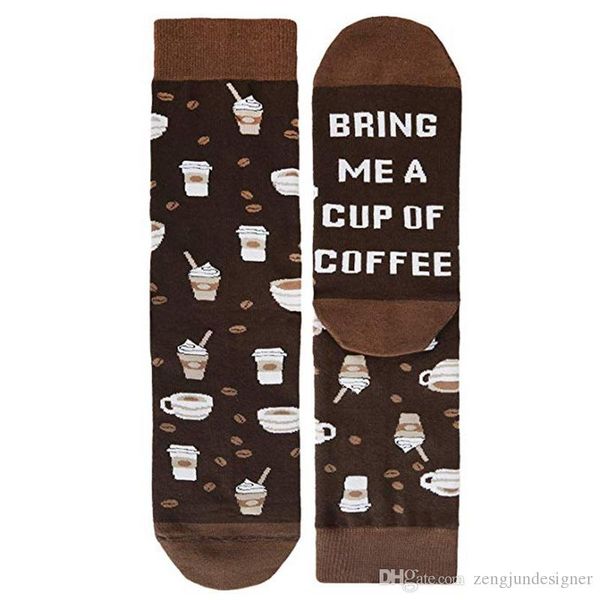 

женская мода дизайнер носки письмо кофе печать мода женский одежда середина чулки симпатичные стиль повседневная одежда, Black;white