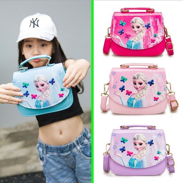 

fashion pu princess handbag cute snow queen mini bag children cartoon messenger bags for girls kids tote girls shoulder bag