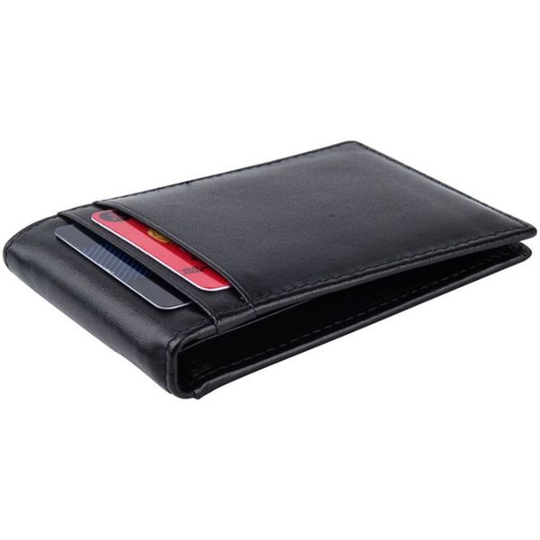 

men minimalist front pocket wallet, leather card holder rfid blocking money clip, Red;black