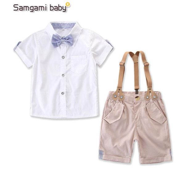 

2020 детская одежда корейский взрыв set boy bow tie gentleman bib set, White