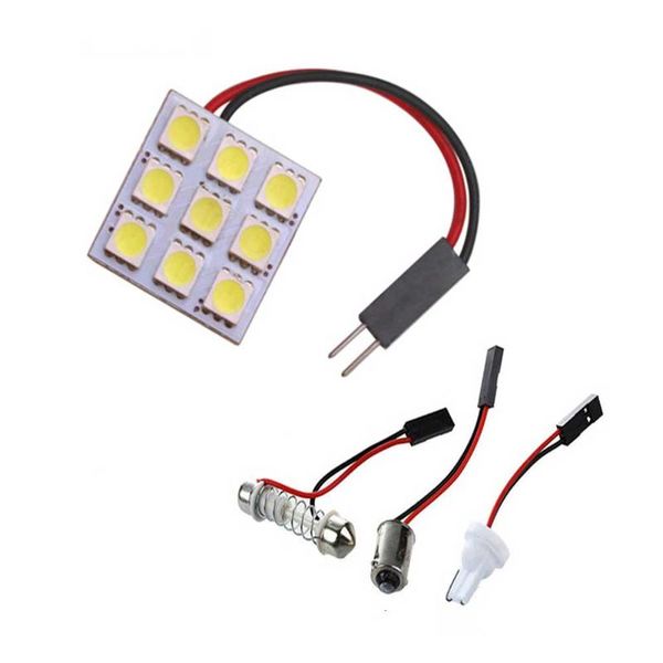 

car led t10 194 12 smd panel light dome bulbs ba9s festoon 31mm adapter for automotive reading interior lamps white dc 12v