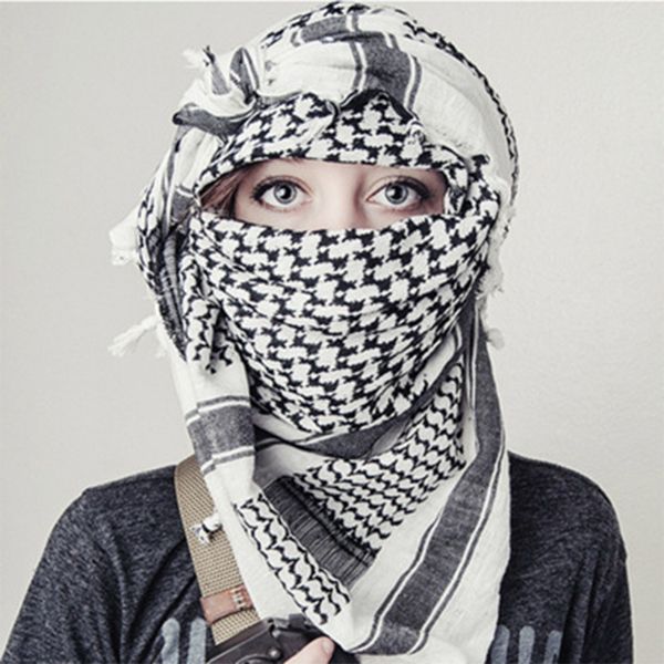 

selling hunting camping hiking army military tactical keffiyeh shemagh desert arab scarf shawl neck cover head wrap warmer, Blue;black