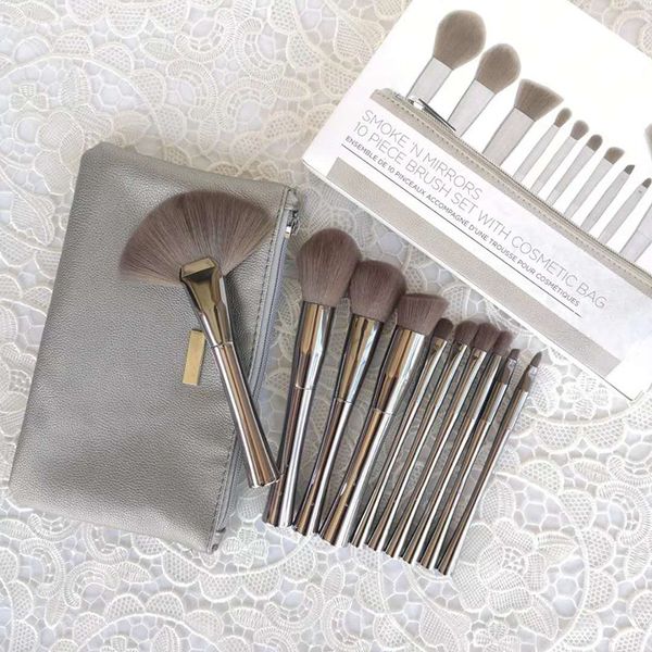 

B co metic moke 039 n mirror moke 10 piece bru h et with co metic bag profe ional makeup bru h kit