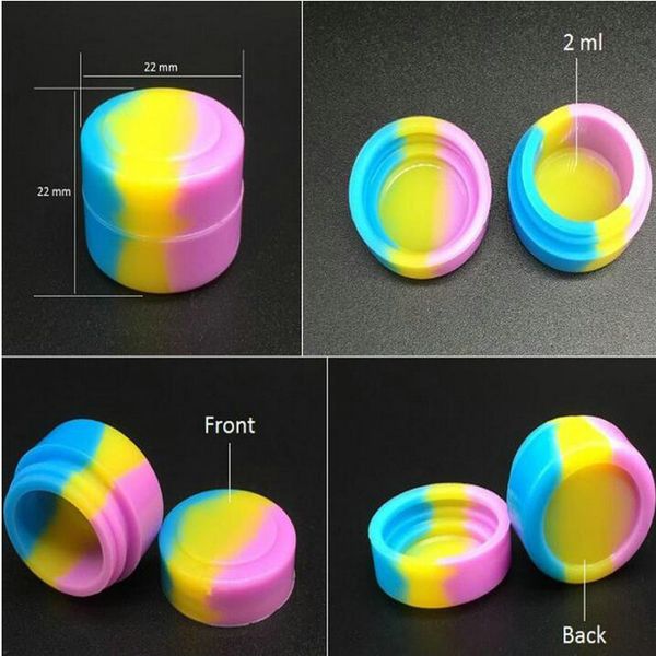 

2 ml silicone non-stick container dab jar for concentrate wax oil silicone container 100 pcs/lot