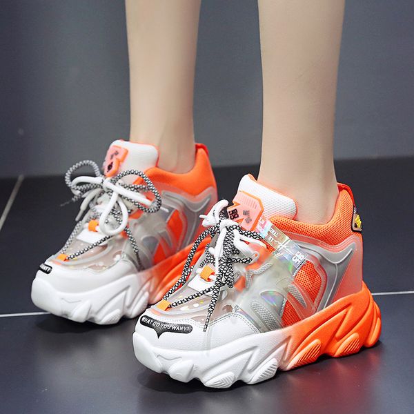 

women chunky sneakers vulcanize shoes fashion new female white platform sneakers thick sole casual running shoes woman 6cm