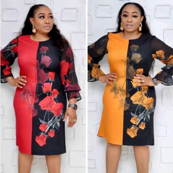 

2020 summer short sleeve new style classic african women dress dashiki fashion printed elegant office lady ethnic dress clothing, Red