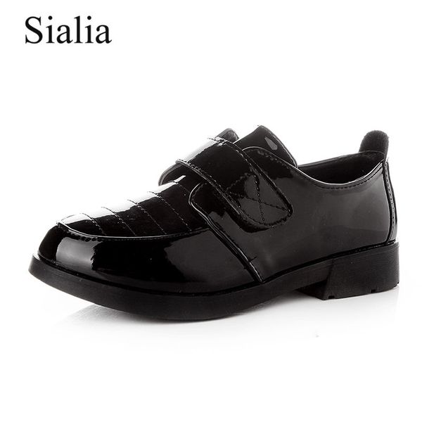 

sialia children shoes for kids leather shoes boys party dress school flat with rubber outdoor fashion chaussure fille 2019, Black;grey