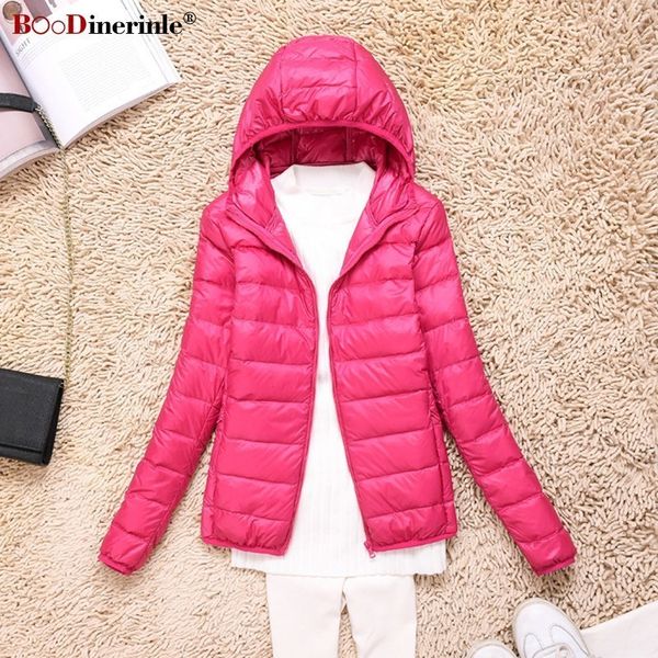

boodinerinle plus size s-8xl ultra light down jacket coat winter women warm hooded down jacket ultra thin white duck, Black