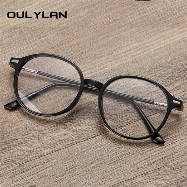 

oulylan vintage round glasses men women optical frame retro clear transparent eyeglasses frames, Black