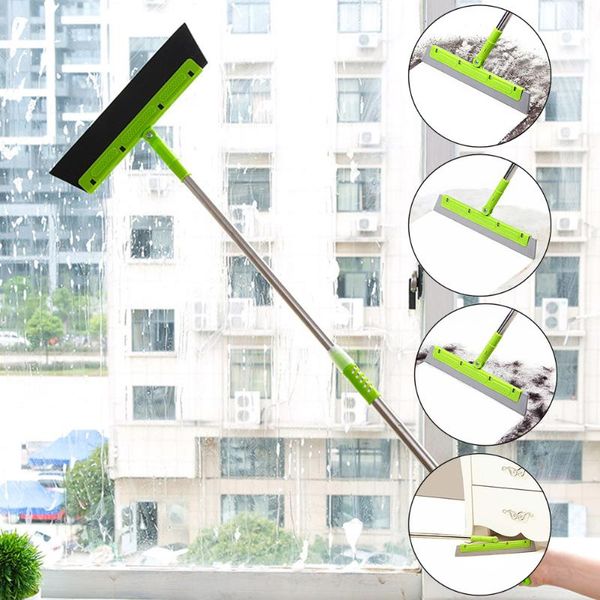 

long handle cleaning brush window cleaner glass squeegee rod rotating head with cleaning cloth rubber wiper