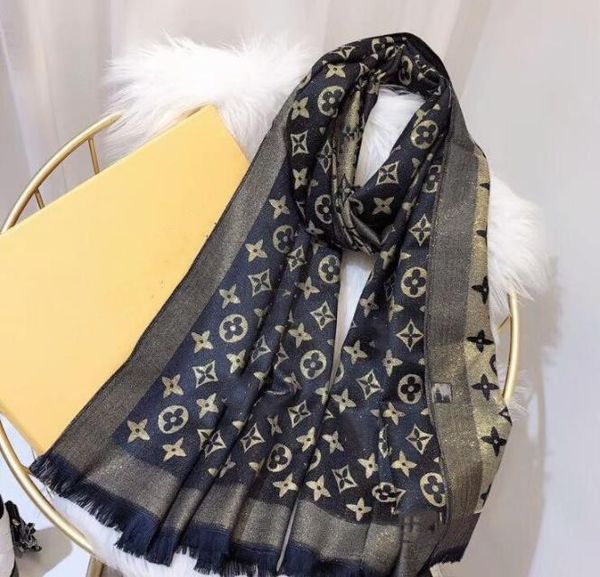

cashmere scarf for women fashion lady winter autumn gold silk cotton long towel belt label soft scarves180*70cm