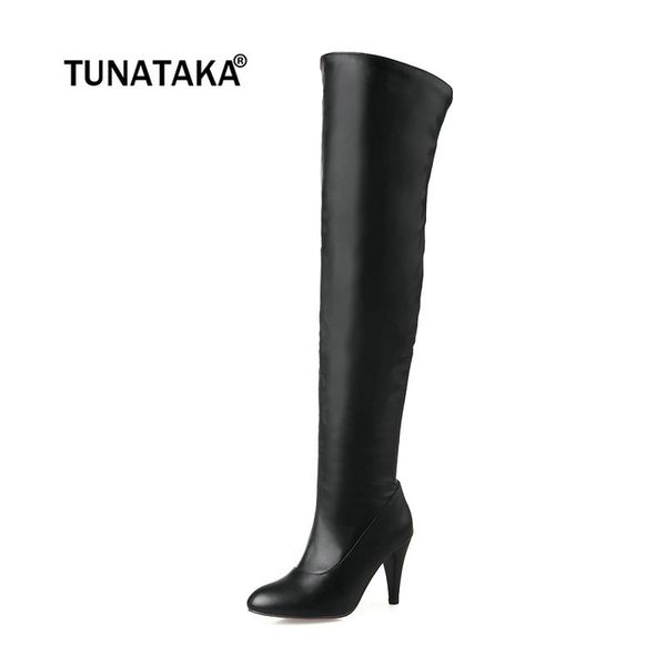 

women thigh boots thin high heel over the knee boots winter fashion woman shoes white apricot black