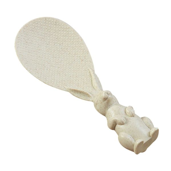 

wheat straw cute rabbit shape rice spoon non stick vertical stand rice scoop soup sauce ladle kitchen tableware tool