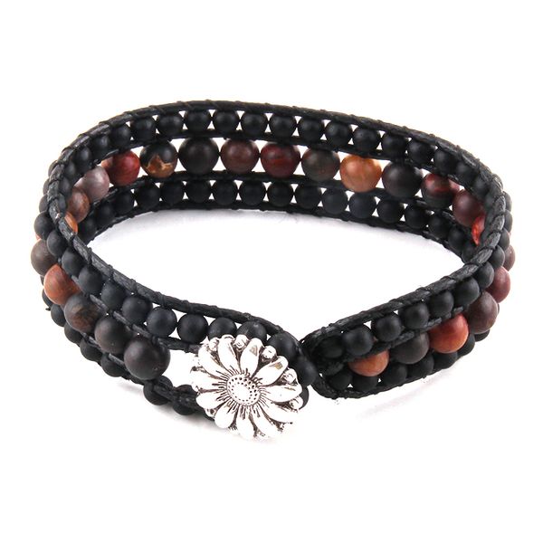 

cuff fashion beautiful energy beaded jewelry bracelet handmade black/brown natural stone wrap bracelets for men or women drop ship, White