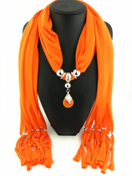 

2017 fashion jewelry scarf fringed polyester resin alloy pendant beeswax scarf for women diy scarves