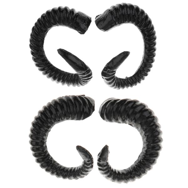 

2 pair artificial sheep ram horns costume sheep horns headband for halloween cosplay costume - black