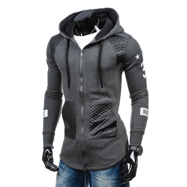 

new men long sleeves high-grade zipper fashion hoodies casual fleece jacket wear sweatshirts dropshipping coat, Black