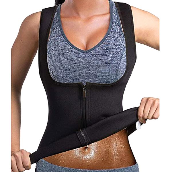 

new u-type anti-droop vest corset fitness body shaper women waist trainer workout slimming women zip sports vest, Black;blue