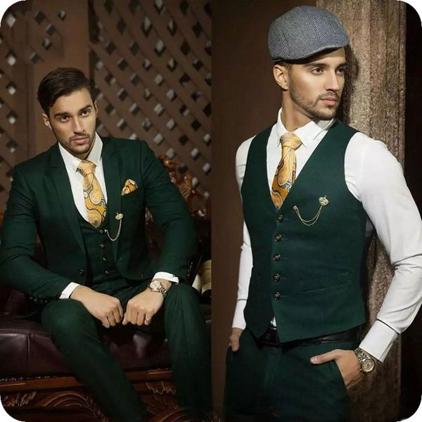 

hunter green men wedding suits slim fit groom tuxedos custom made man blazers skinny groomsmen wear 3piece latest designs costume homme, Black;gray