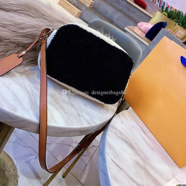 

soft lambs wool classic print flower camera bag designer bags purse adjustable shoulder strap designer luxury crossbody bags