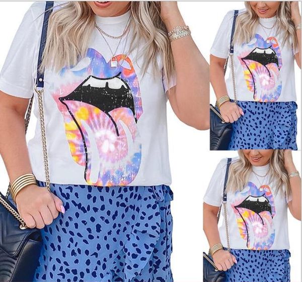 

gradient color print crew neck tees breathable summer women clothes fashion women designer tshirt short sleeve, White