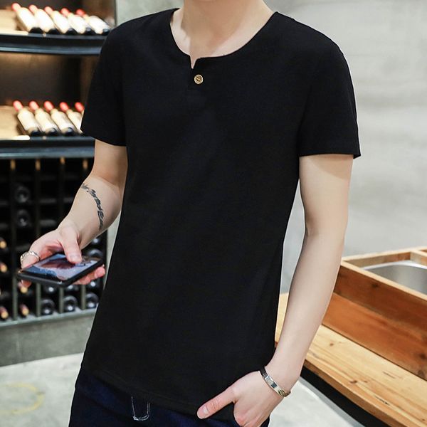 

мужская дизайнерская футболка с коротким рукавом v-образным вырезом повседневная футболка сплошной цвет одежды хлопчатобумажная футболка tid, White;black