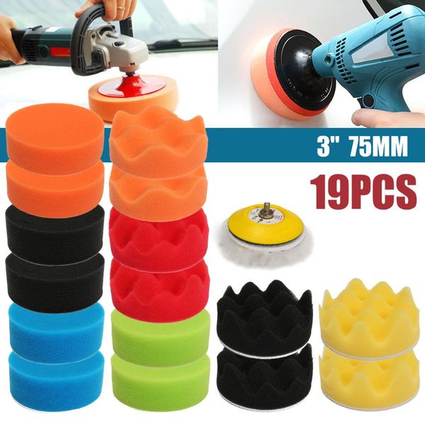 

new 19pcs 80mm high gross polishing for buff pad kit for car polisher 3inch polishing pads