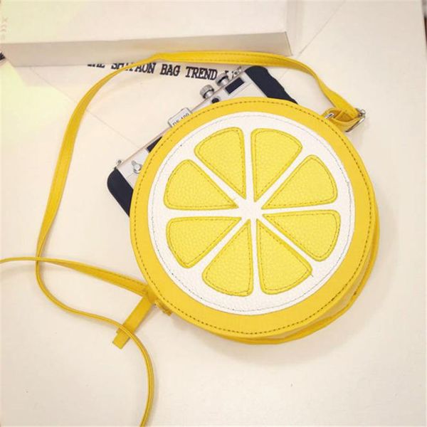 

new arrival round lemon orange pattern zipper crossbody women messenger bag satchel purse shoulder mini bags ladies