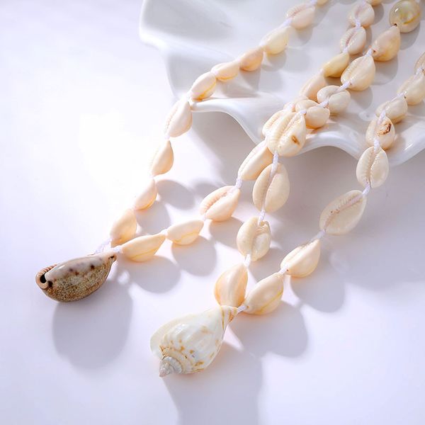 

vkme natural shell necklace handmade beaded boho style female necklace new fashion charm conch pendant jewelry banquet gift, Silver