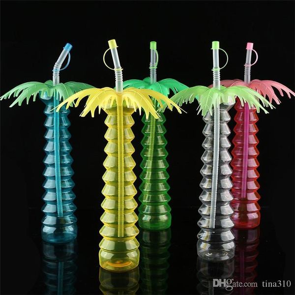 

creative plastic straw cup 500ml drink cup coconut tree modeling water cup t3i0260