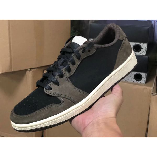 

2019 трэвис скотт 1 low og sp dark mocha cactus jack обувь мужчины баскетбол женские спортивные кроссовки с оригинальной коробкой cq4277-001