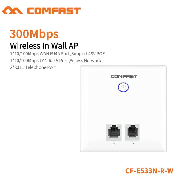 

comfast 300mbps wireless in-wall ap for large area wifi coverage support ac management & rj45 + rj11 wall ap cf-e533n-r-w