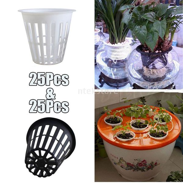 

50pcs 5cm garden slotted mesh net cups pots plastic basket for hydroponics