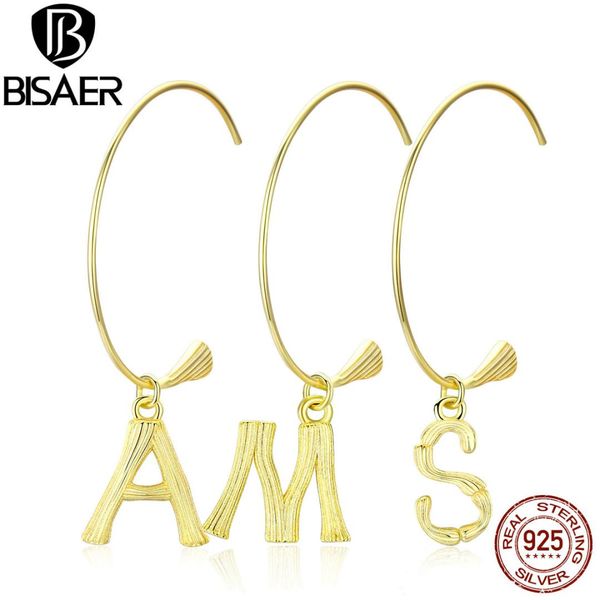 

alphabet earrings bisaer 925 sterling silver letter a & m & s women stud earrings women brincos korean jewelry ece703, Golden;silver