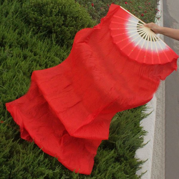 

new sale 1.8m hand made colorful belly dancing bamboo long silk fans veils dance fan, Black;red