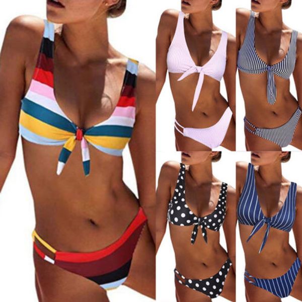 

padded bra colorful bikini set swimsuit women bandage push-up triangle swimwear bathing