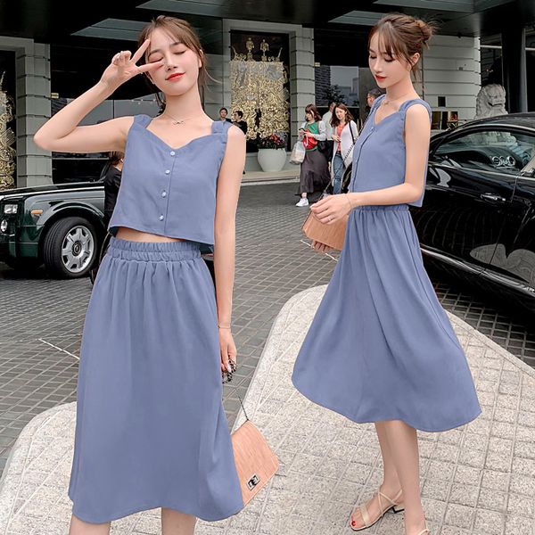 

jibaiyi women summer two pieces set elegant v neck sleeveless short t-shirt and high waist a line pleated skirt female, White