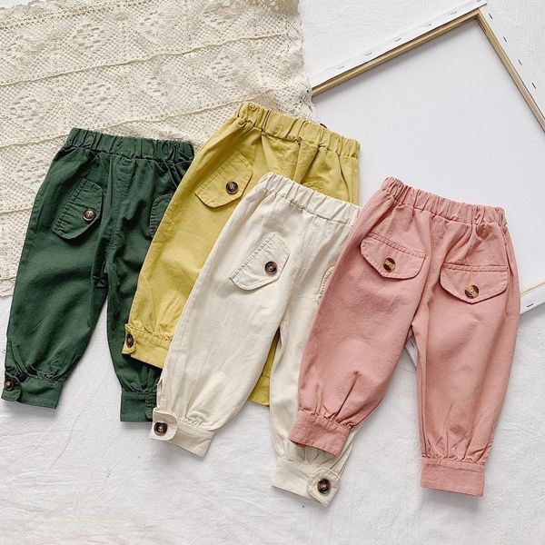 

baby boys and girls casual pants kids solid candy color trousers children's harem pants for boys 2019 autumn new girl 2-6y, Blue