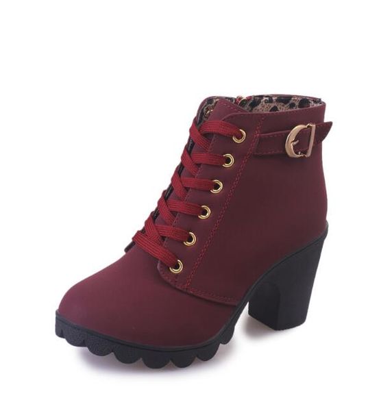 high heel round head martin boots