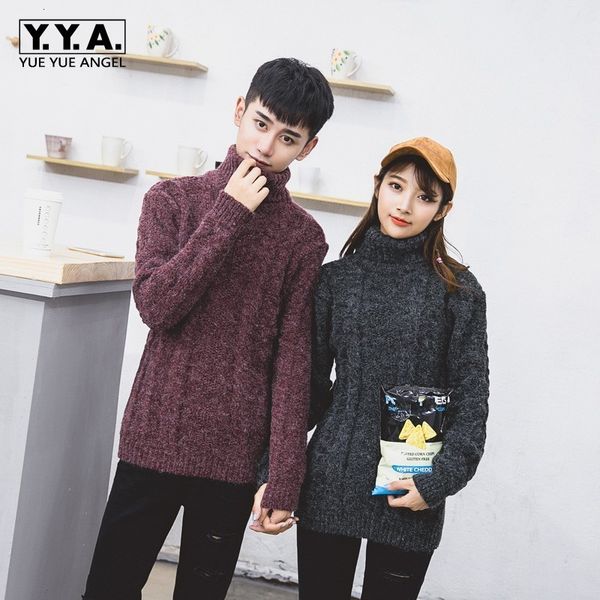 

winter warm mens womens turleneck lovers thicken knitted sweater slim fit hombre korean long sleeved casual pullover s-2xl, White;black
