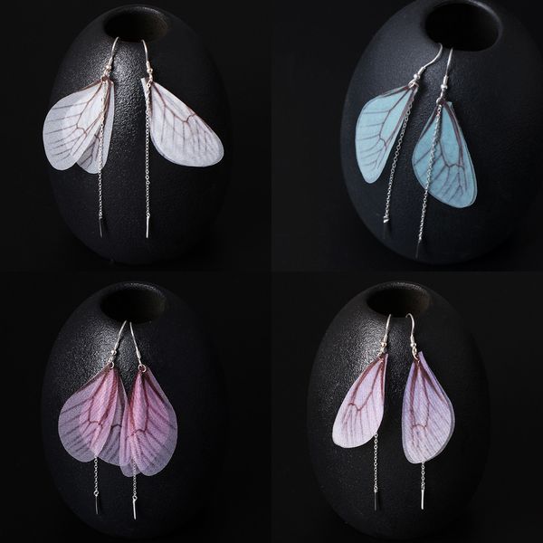 

925 s silver foreign lands amorous feelings earring long fund personality dragonfly wing tassels eardrop woman silver accessories, Golden