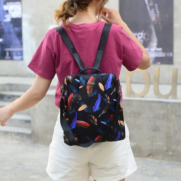 

ocardian 2019 new fashion women's oxford wild large capacity backpack travel bag female anti theft backpack with black bag j12