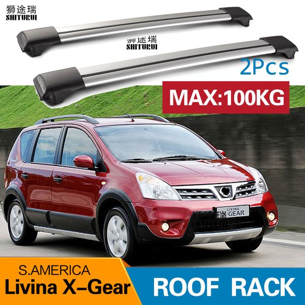 

2pcs roof bars for nissan livina x-gear s.america 2009+ aluminum alloy side bars cross rails roof rack luggage cuv suv led