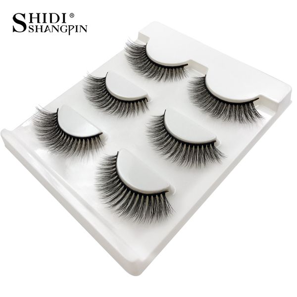 

shidishangpin 3 pairs mink eyelashes natural long 3d mink lashes hand made false eyelashes 1 box makeup eyelash extension