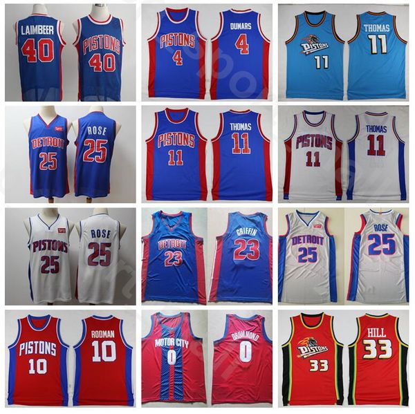 

derrick rose jersey basketball edition city isiah thomas bill laimbeer dennis rodman joe dumars grant hill blake griffin blue white red, Black;red